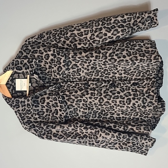 bagatelle Jackets & Blazers - Bagatelle Womens Gray Animal Print Collared Button Up Shirt Jacket Coat Brushed